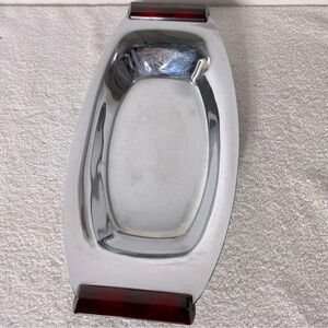 Vintage Glo Hill Gourmates Chrome Serving Tray With Bakelite Handles